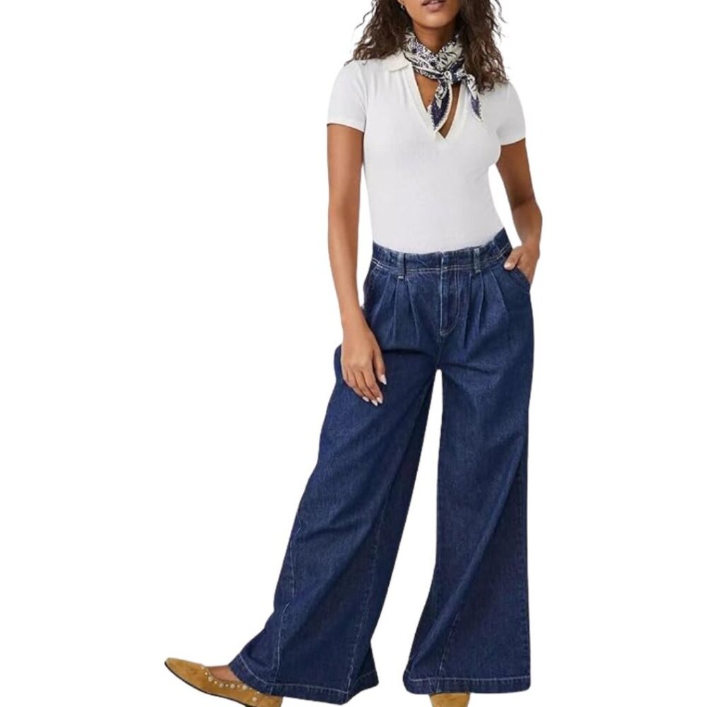 Free People We The Free Equinox Denim Trouser Pant Size 28